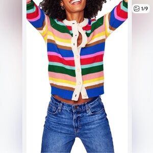 NWT Boden Callie Striped Colorful Women's Cardigan Sweater Size M